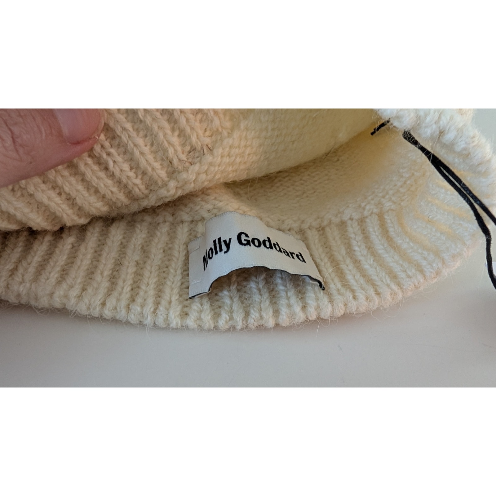 Molly Goddard Cream One Size Wool Lace Hole Beanie New! — image 2 of 4